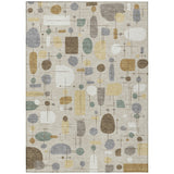 3' X 5' Beige Brown And Gray Geometric Washable Indoor Outdoor Area Rug