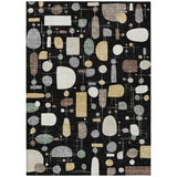 3' X 5' Black Brown And Gray Geometric Washable Indoor Outdoor Area Rug