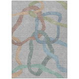 5' X 8' Gray Blue And Copper Abstract Washable Indoor Outdoor Area Rug