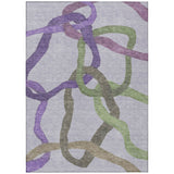 3' X 5' Lavender Green And Brown Abstract Washable Indoor Outdoor Area Rug