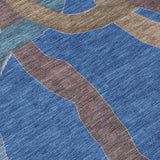 5' X 8' Navy Blue Brown And Mauve Abstract Washable Indoor Outdoor Area Rug