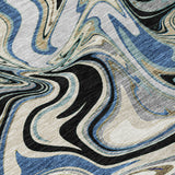 3' X 5' Black Blue And Beige Abstract Washable Indoor Outdoor Area Rug