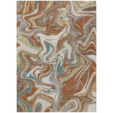 3' X 5' Rust Ivory And Gray Abstract Washable Indoor Outdoor Area Rug