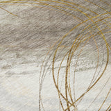 3' X 5' Khaki Ivory And Brown Abstract Washable Indoor Outdoor Area Rug