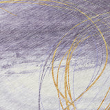 3' X 5' Purple Gold And Ivory Abstract Washable Indoor Outdoor Area Rug