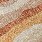3' X 5' Copper Orange And Beige Striped Washable Indoor Outdoor Area Rug