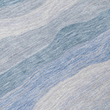 3' X 5' Denim Blue Ivory And Gray Striped Washable Indoor Outdoor Area Rug