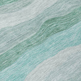 3' X 5' Teal Blue Silver And Gray Striped Washable Indoor Outdoor Area Rug