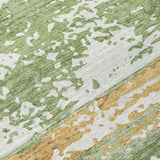3' X 5' Artichoke Green Gold And Pewter Striped Washable Indoor Outdoor Area Rug