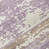 5' X 8' Lavender Ivory And Beige Striped Washable Indoor Outdoor Area Rug