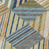 5' X 8' Beige Brown And Blue Patchwork Washable Indoor Outdoor Area Rug