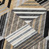 5' X 8' Black Gray And Khaki Patchwork Washable Indoor Outdoor Area Rug