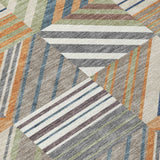 3' X 5' Copper Ivory And Blue Patchwork Washable Indoor Outdoor Area Rug