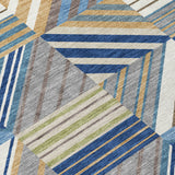3' X 5' Denim Blue Ivory And Brown Patchwork Washable Indoor Outdoor Area Rug