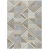 3' X 5' Ivory Gray And Brown Patchwork Washable Indoor Outdoor Area Rug
