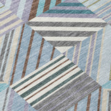 3' X 5' Teal Blue Lavender And Ivory Patchwork Washable Indoor Outdoor Area Rug