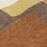 5' X 8' Copper Gold And Brown Abstract Washable Indoor Outdoor Area Rug