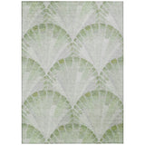 3' X 5' Artichoke Green And Ivory Seashell Washable Indoor Outdoor Area Rug