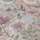 3' X 5' Blush Silver And Mauve Floral Washable Indoor Outdoor Area Rug