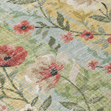 5' X 8' Tan Red And Wheat Floral Washable Indoor Outdoor Area Rug