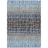 5' X 8' Blue Beige And Gray Geometric Washable Indoor Outdoor Area Rug