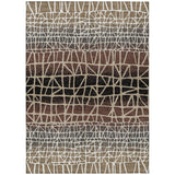 3' X 5' Brown Black And Gray Geometric Washable Indoor Outdoor Area Rug