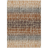 3' X 5' Copper Brown And Beige Geometric Washable Indoor Outdoor Area Rug