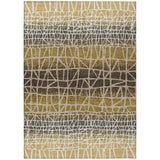 3' X 5' Gold Brown And Beige Geometric Washable Indoor Outdoor Area Rug