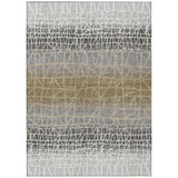 3' X 5' Gray Beige And Ivory Geometric Washable Indoor Outdoor Area Rug