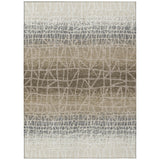 5' X 8' Ivory Brown And Beige Geometric Washable Indoor Outdoor Area Rug