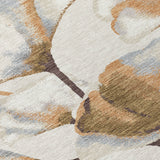 5' X 8' Copper Ivory And Beige Botanical Leaves Washable Indoor Outdoor Area Rug