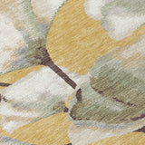 5' X 8' Gold Ivory And Beige Botanical Leaves Washable Indoor Outdoor Area Rug