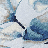 3' X 5' Sky Blue Ivory And Brown Botanical Leaves Washable Indoor Outdoor Area Rug