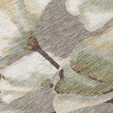 5' X 8' Taupe Ivory And Beige Botanical Leaves Washable Indoor Outdoor Area Rug