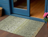 3' X 5' Olive Green And Copper Abstract Washable Indoor Outdoor Area Rug