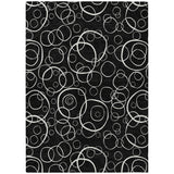 5' X 8' Black And Ivory Geometric Washable Indoor Outdoor Area Rug