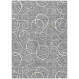 3' X 5' Gray And Ivory Geometric Washable Indoor Outdoor Area Rug