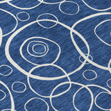 5' X 8' Navy Blue And Ivory Geometric Washable Indoor Outdoor Area Rug