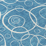 3' X 5' Teal Blue And Ivory Geometric Washable Indoor Outdoor Area Rug