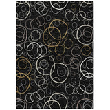 5' X 8' Black Ivory And Brown Geometric Washable Indoor Outdoor Area Rug