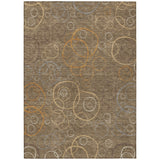3' X 5' Brown Copper And Ivory Geometric Washable Indoor Outdoor Area Rug