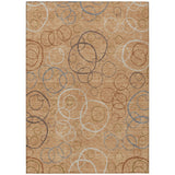 3' X 5' Copper Silver And Rust Geometric Washable Indoor Outdoor Area Rug