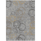 3' X 5' Gray Silver And Black Geometric Washable Indoor Outdoor Area Rug