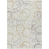 3' X 5' Ivory Gray And Walnut Geometric Washable Indoor Outdoor Area Rug