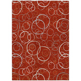 3' X 5' Red And Ivory Geometric Washable Indoor Outdoor Area Rug