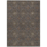 3' X 5' Chocolate Gray And Terra Cotta Oriental Washable Indoor Outdoor Area Rug