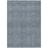 3' X 5' Navy Blue Ivory And Plum Oriental Washable Indoor Outdoor Area Rug