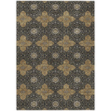 3' X 5' Black Copper And Gray Quatrefoil Washable Indoor Outdoor Area Rug