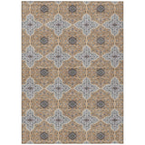 3' X 5' Copper Silver And Black Quatrefoil Washable Indoor Outdoor Area Rug