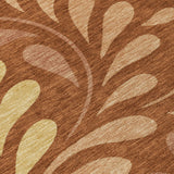 3' X 5' Rust Copper And Gold Botanical Leaves Washable Indoor Outdoor Area Rug